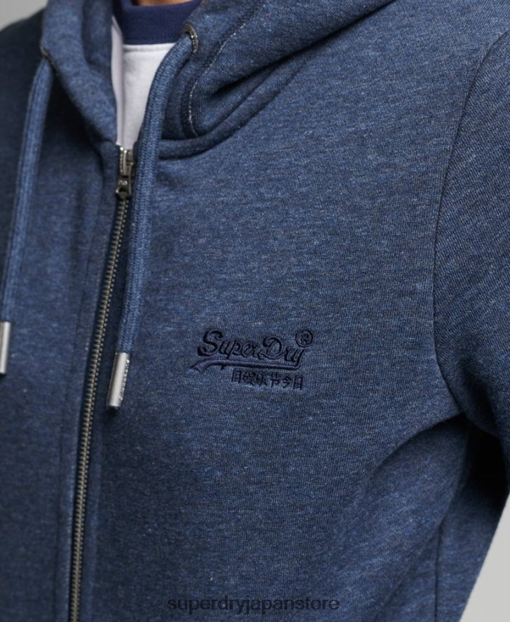 オーガニックコットン ヴィンテージロゴ ジップパーカー 女性 Superdry 衣類 海軍 2J62PZ3421