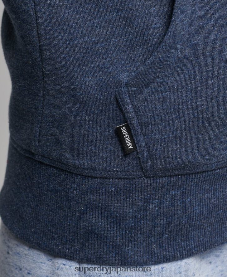 オーガニックコットン ヴィンテージロゴ ジップパーカー 女性 Superdry 衣類 海軍 2J62PZ3421