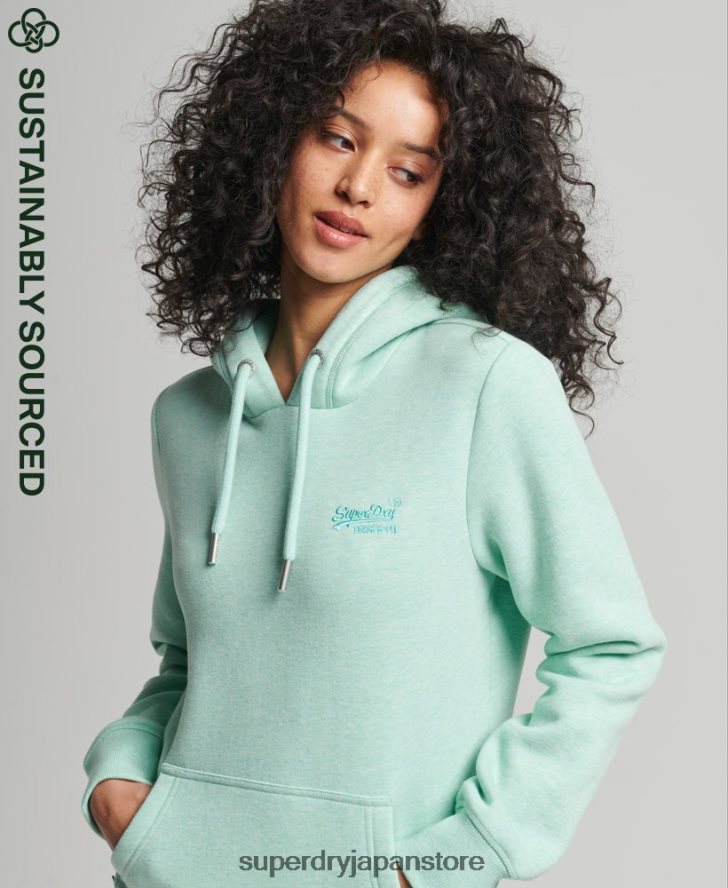 オーガニックコットンのヴィンテージロゴ刺繍パーカー 女性 Superdry 衣類 緑 2J62PZ3422