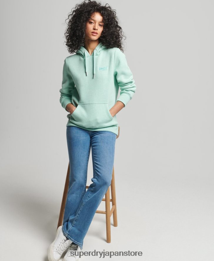 オーガニックコットンのヴィンテージロゴ刺繍パーカー 女性 Superdry 衣類 緑 2J62PZ3422