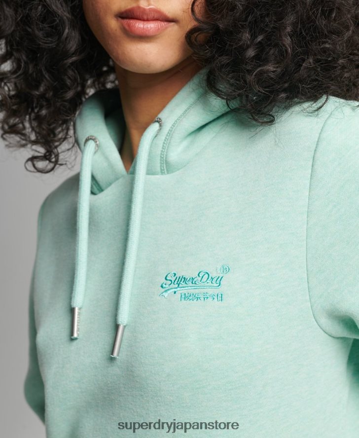 オーガニックコットンのヴィンテージロゴ刺繍パーカー 女性 Superdry 衣類 緑 2J62PZ3422
