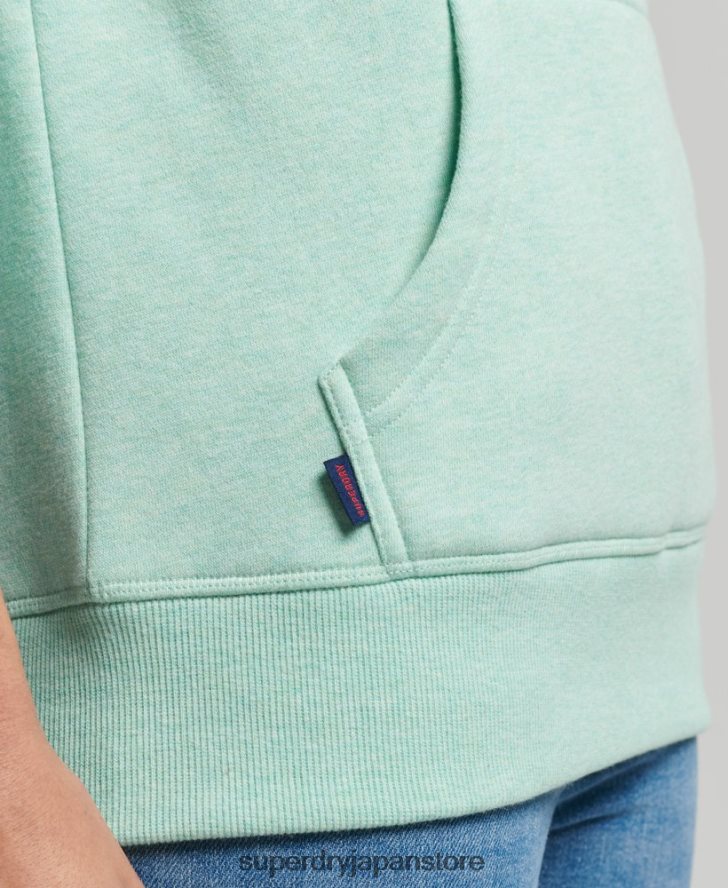 オーガニックコットンのヴィンテージロゴ刺繍パーカー 女性 Superdry 衣類 緑 2J62PZ3422