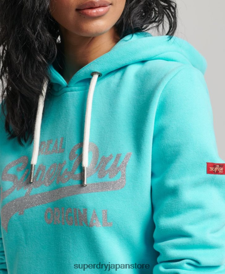 ヴィンテージロゴオリジナルパーカー 女性 Superdry 衣類 ターコイズ 2J62PZ3423