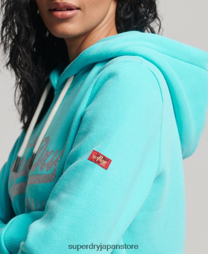 ヴィンテージロゴオリジナルパーカー 女性 Superdry 衣類 ターコイズ 2J62PZ3423