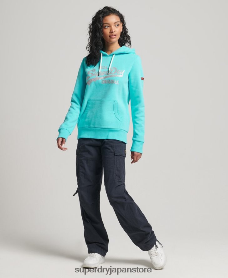 ヴィンテージロゴオリジナルパーカー 女性 Superdry 衣類 ターコイズ 2J62PZ3423