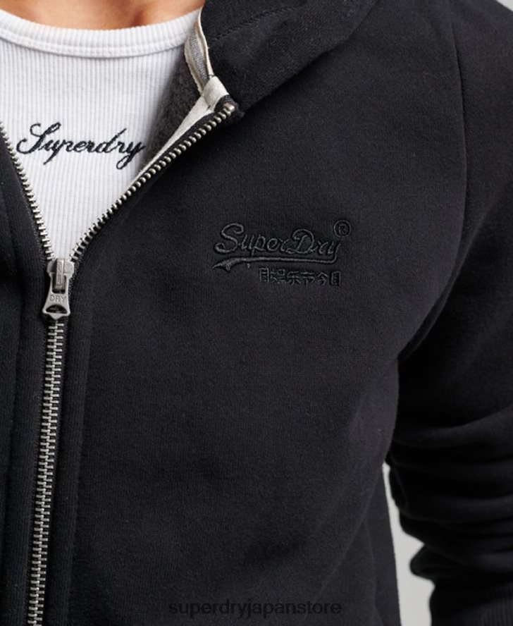 ヴィンテージロゴ刺繍ジップパーカー 女性 Superdry 衣類 黒 2J62PZ3425