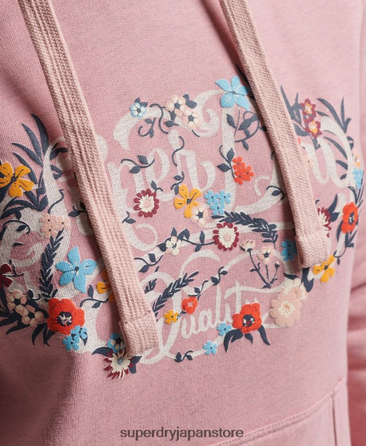 花柄のスクリプトパーカー 女性 Superdry 衣類 ピンク 2J62PZ3426