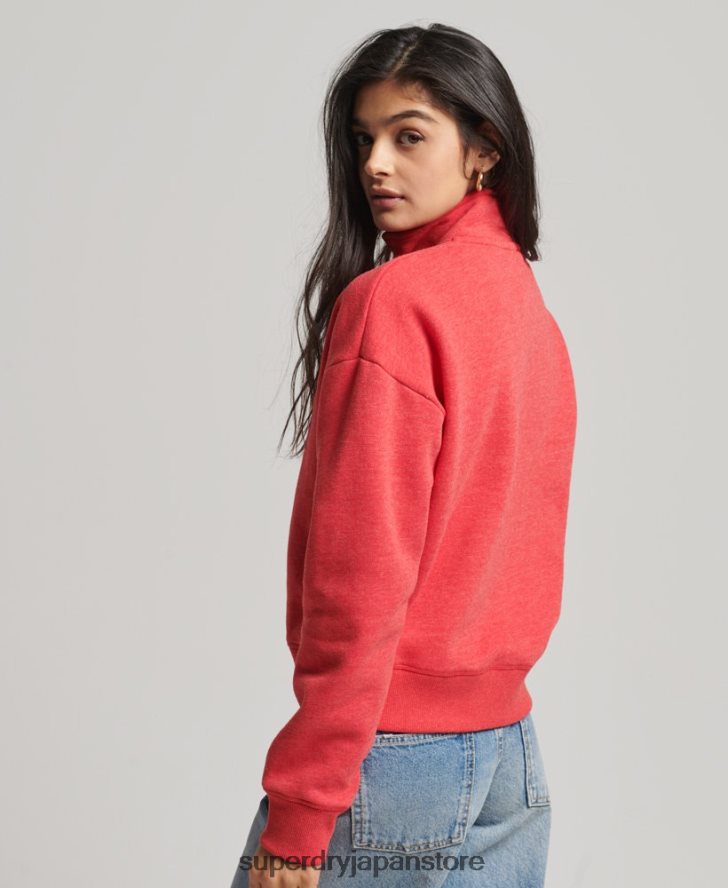 オーガニックコットン ヴィンテージロゴ ヘンリースウェットシャツ 女性 Superdry 衣類 赤 2J62PZ3427