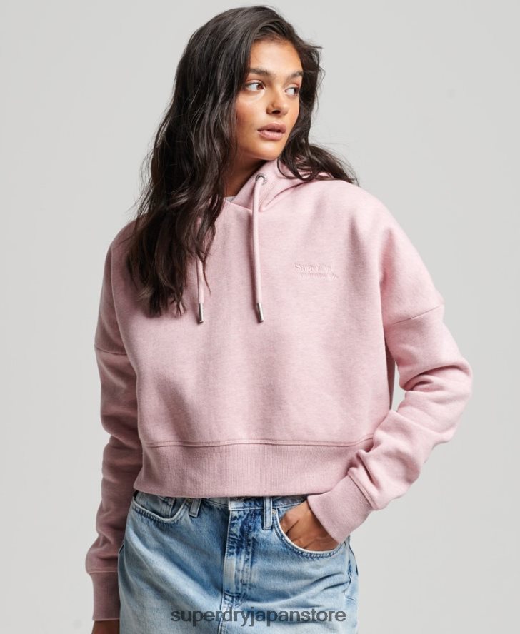 ヴィンテージロゴクロップパーカー 女性 Superdry 衣類 ピンク 2J62PZ3430