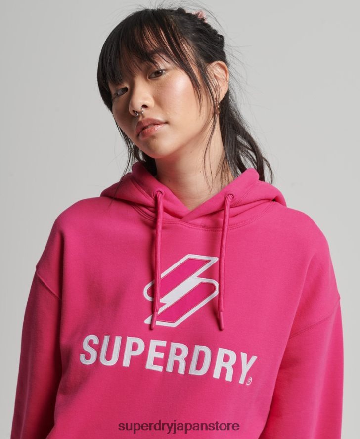 コードスタックアップリケオーバーサイズパーカー 女性 Superdry 衣類 ピンク 2J62PZ3432