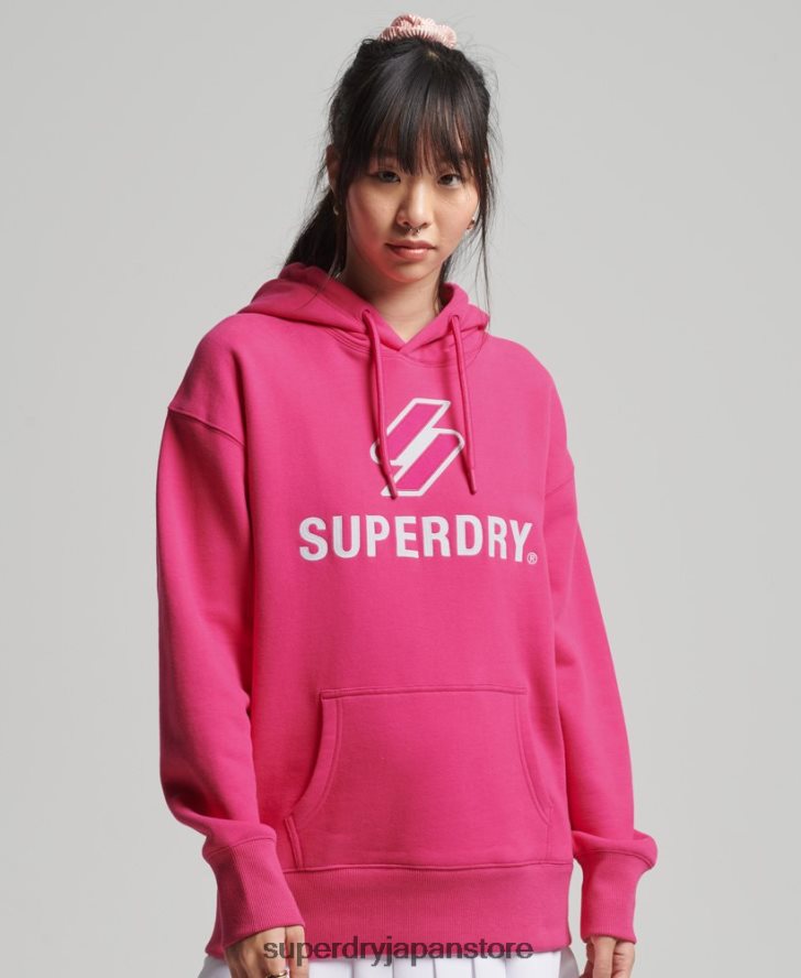 コードスタックアップリケオーバーサイズパーカー 女性 Superdry 衣類 ピンク 2J62PZ3432