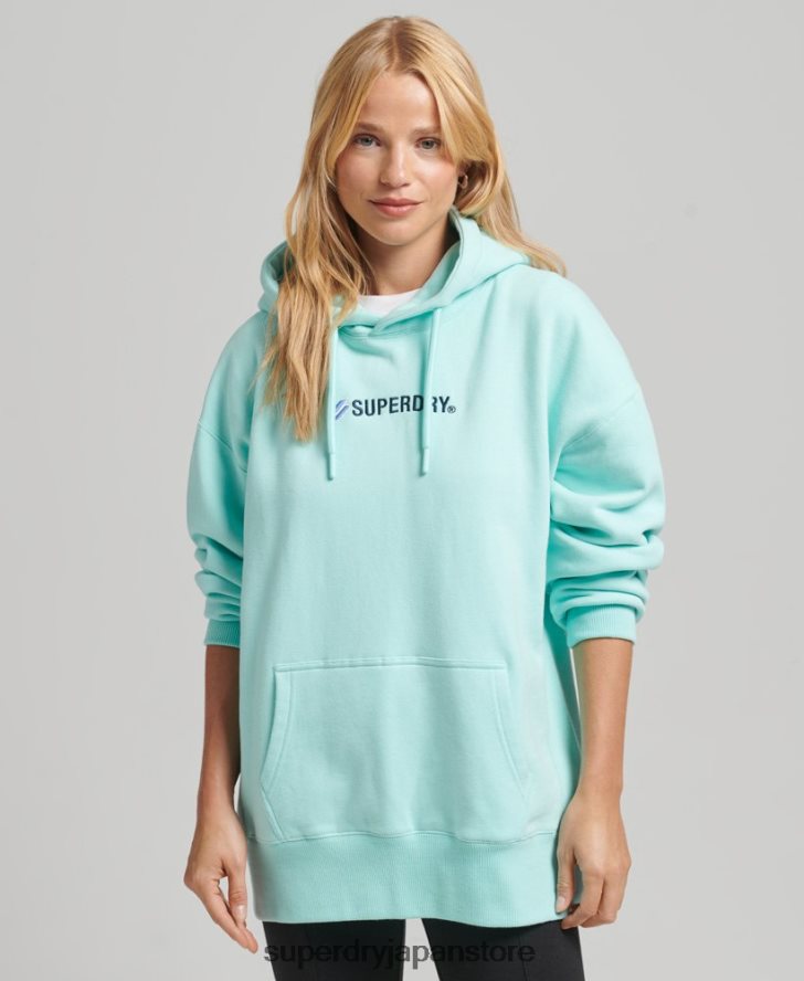 ロゴアップリケオーバーサイズクルーパーカー 女性 Superdry 衣類 青 2J62PZ3434