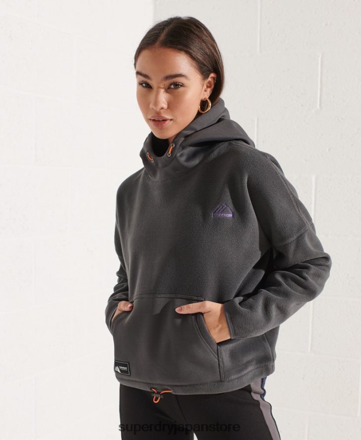 マウンテンフリースクロ​​ップパーカー 女性 Superdry 衣類 濃い灰色 2J62PZ3441