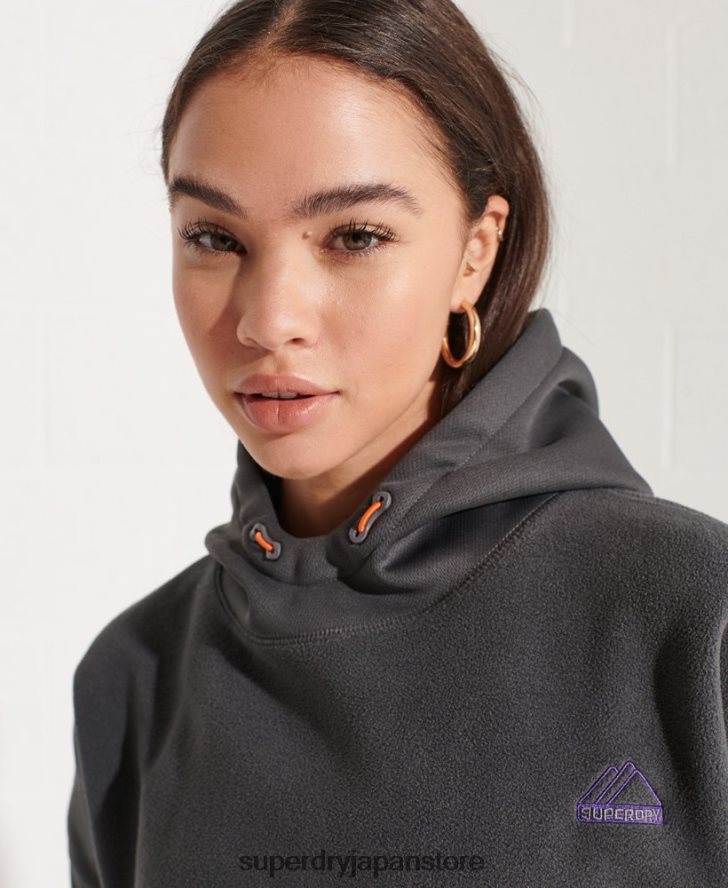 マウンテンフリースクロ​​ップパーカー 女性 Superdry 衣類 濃い灰色 2J62PZ3441