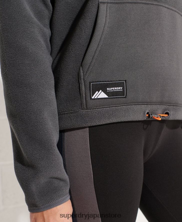 マウンテンフリースクロ​​ップパーカー 女性 Superdry 衣類 濃い灰色 2J62PZ3441