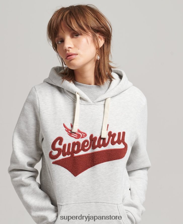 スクリプトスタイルカレッジパーカー 女性 Superdry 衣類 ライトグレー 2J62PZ3443