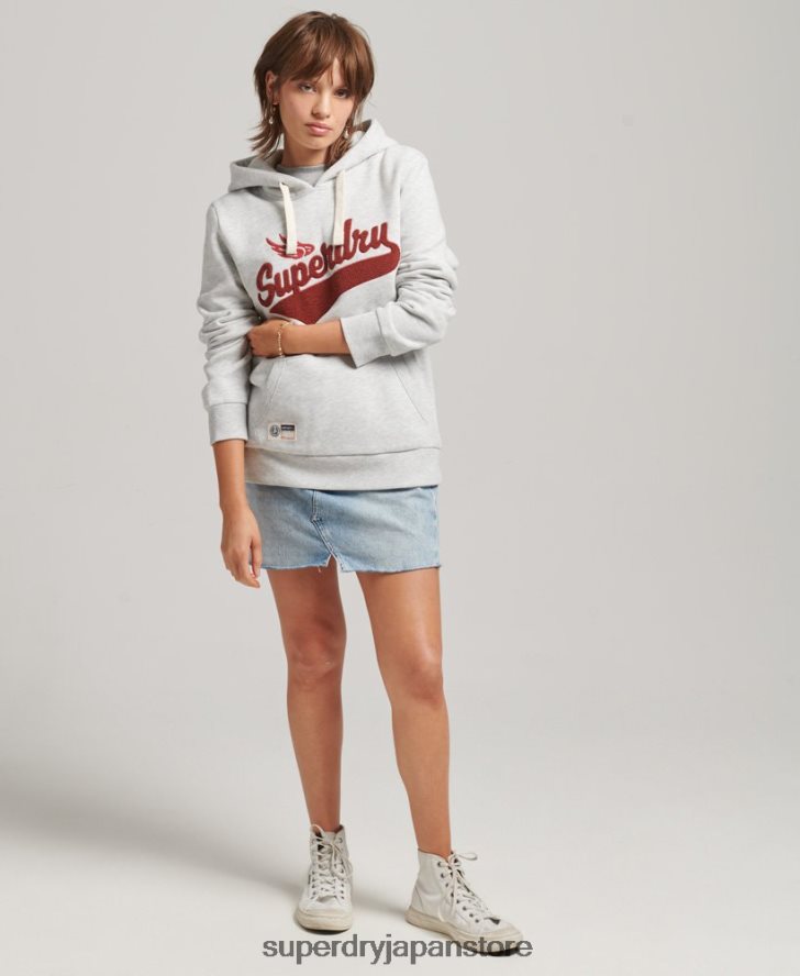 スクリプトスタイルカレッジパーカー 女性 Superdry 衣類 ライトグレー 2J62PZ3443