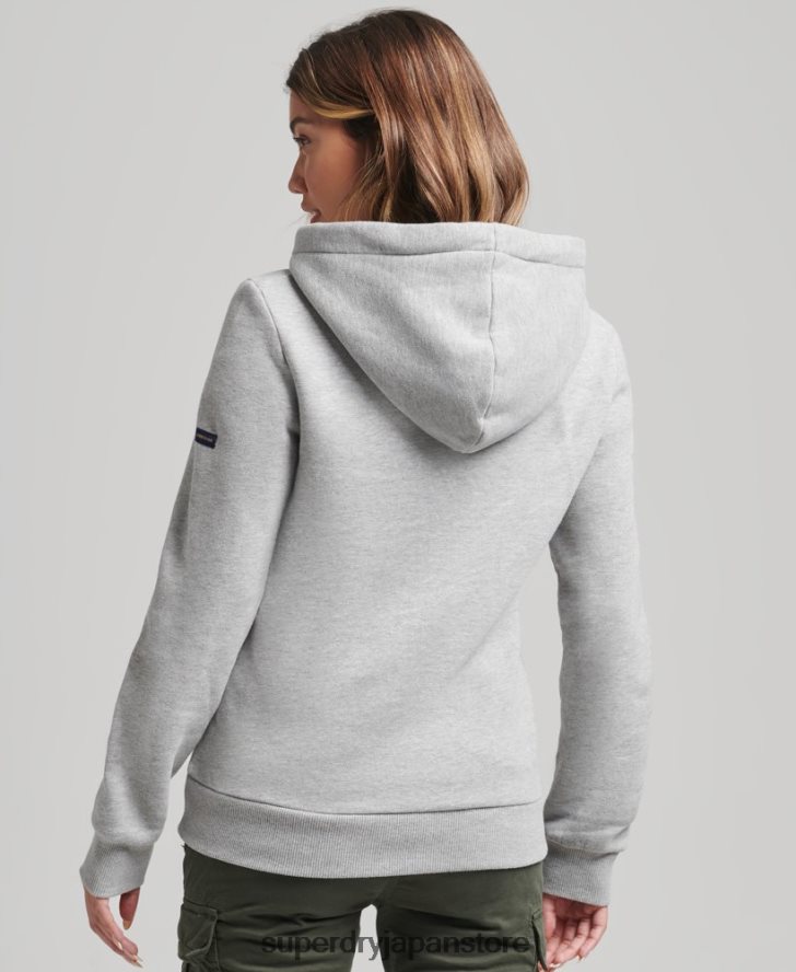レインボーロゴ エンブロイダリー パーカー 女性 Superdry 衣類 グレー 2J62PZ3446
