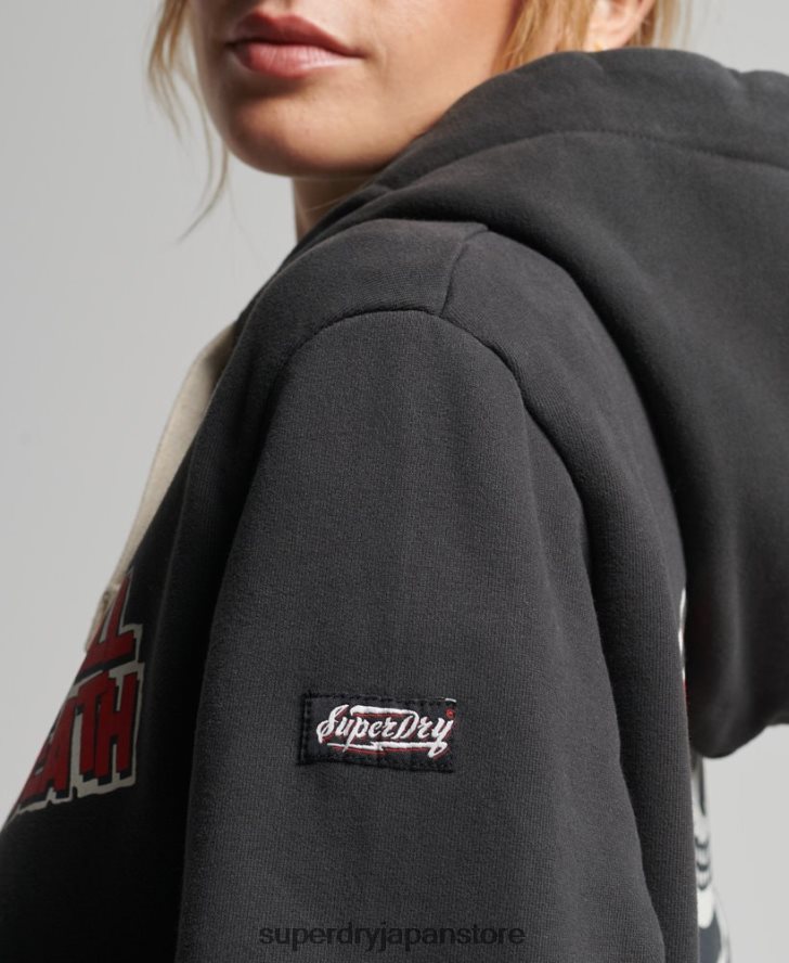 ヴィンテージクロスラインパーカー 女性 Superdry 衣類 濃い灰色 2J62PZ3447