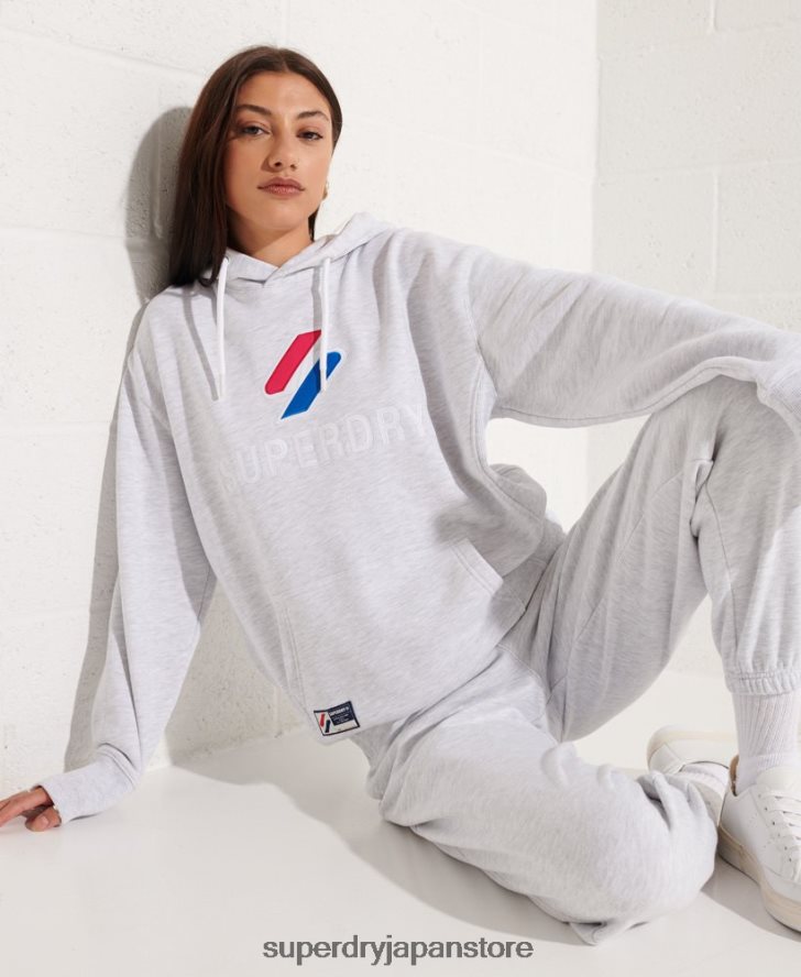 アップリケオーバーサイズパーカー 女性 Superdry 衣類 ライトグレー 2J62PZ3449