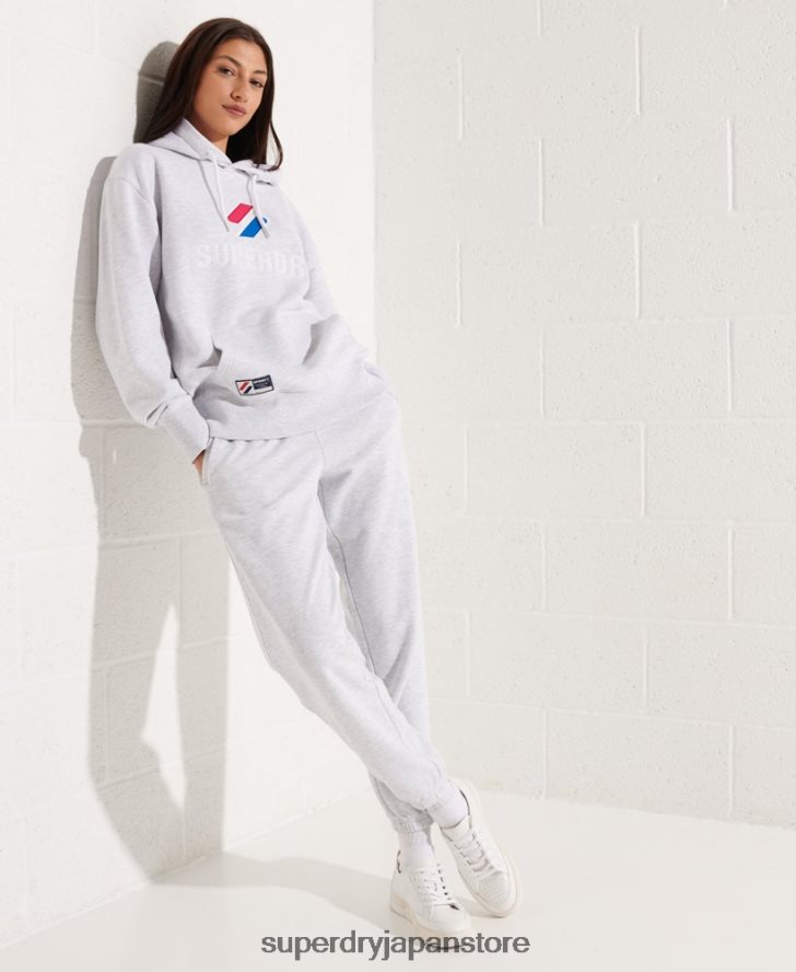 アップリケオーバーサイズパーカー 女性 Superdry 衣類 ライトグレー 2J62PZ3449