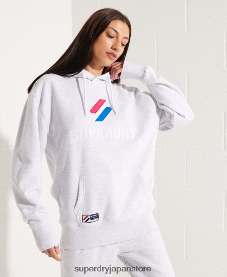 アップリケオーバーサイズパーカー 女性 Superdry 衣類 ライトグレー 2J62PZ3449