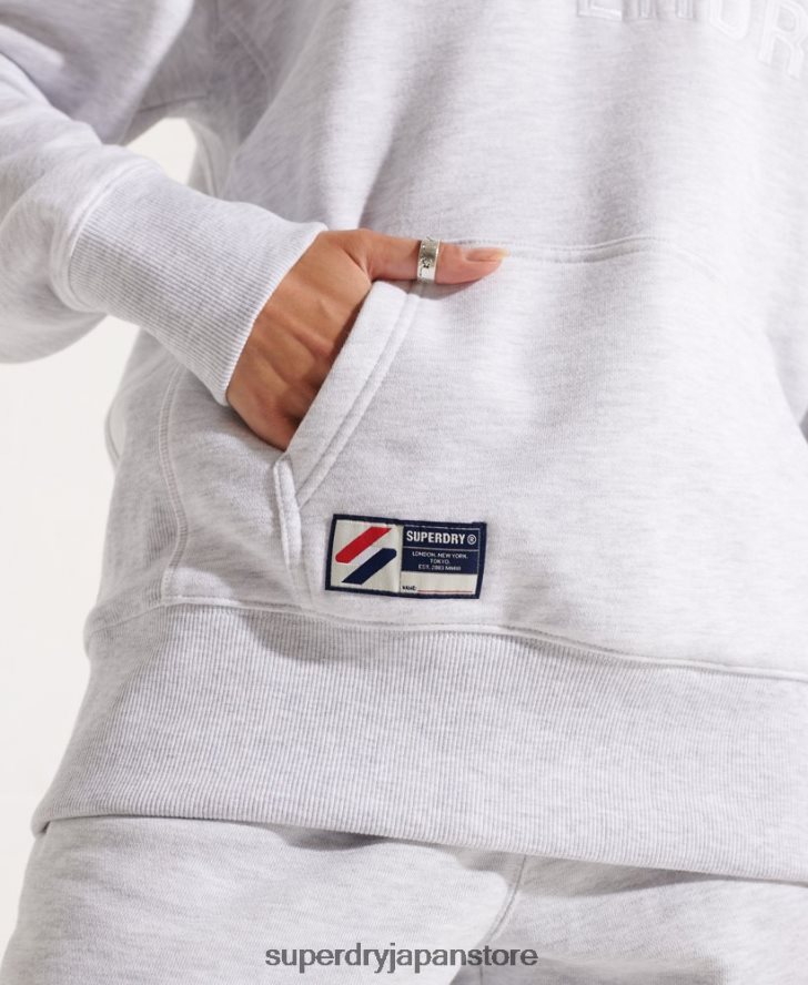 アップリケオーバーサイズパーカー 女性 Superdry 衣類 ライトグレー 2J62PZ3449