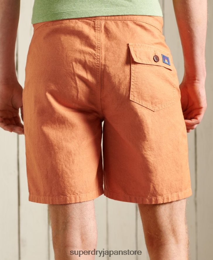 リネンカリビーチショーツ 男性 Superdry 衣類 オレンジ 2J62PZ344