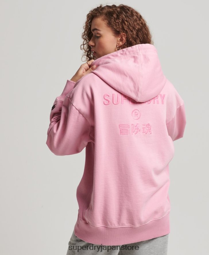 コードロゴガーメントダイオーバーサイズパーカー 女性 Superdry 衣類 ピンク 2J62PZ3450