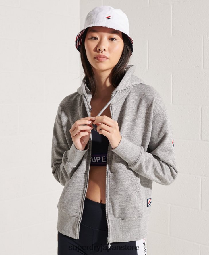 コードスポーツスタイルジップパーカー 女性 Superdry 衣類 ライトグレー 2J62PZ3452