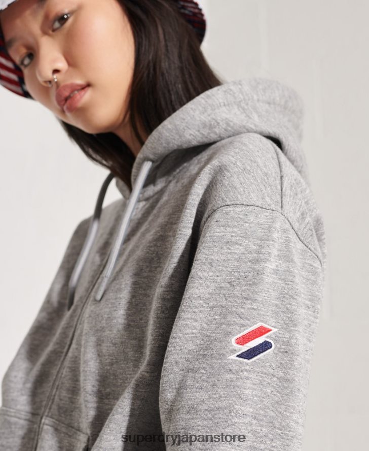 コードスポーツスタイルジップパーカー 女性 Superdry 衣類 ライトグレー 2J62PZ3452