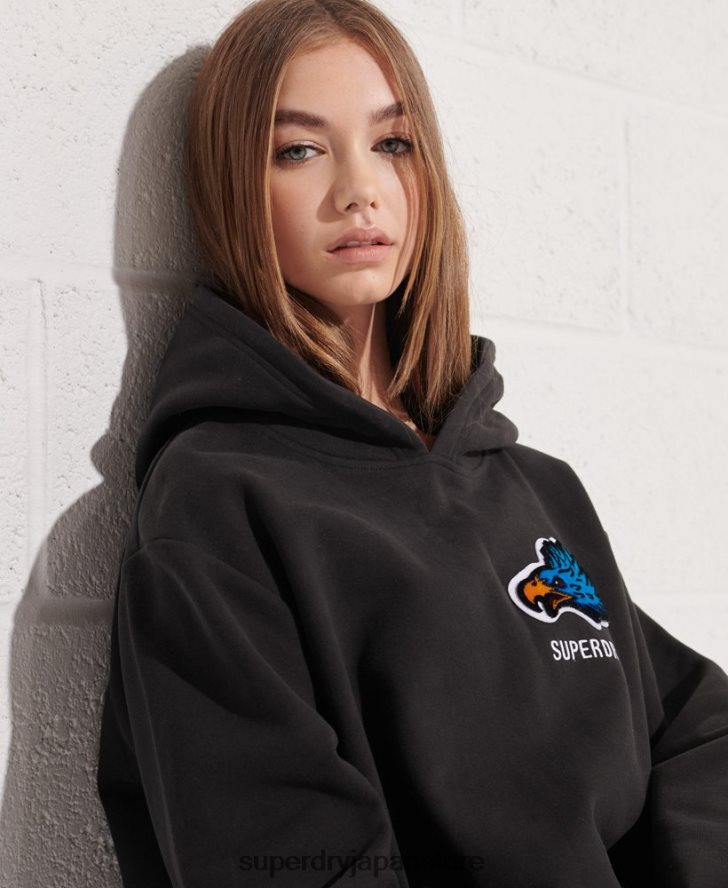 モダンフランチャイズ オーバーサイズ パーカー 女性 Superdry 衣類 黒 2J62PZ3453