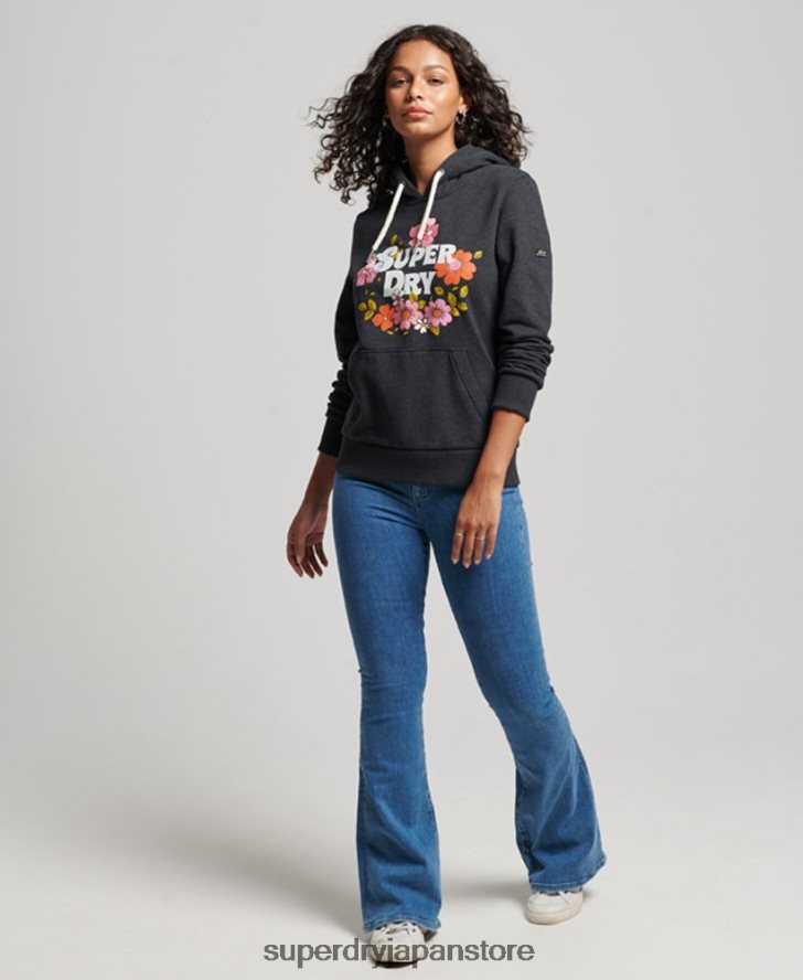 ヴィンテージ花柄スクリプトパーカー 女性 Superdry 衣類 黒 2J62PZ3461