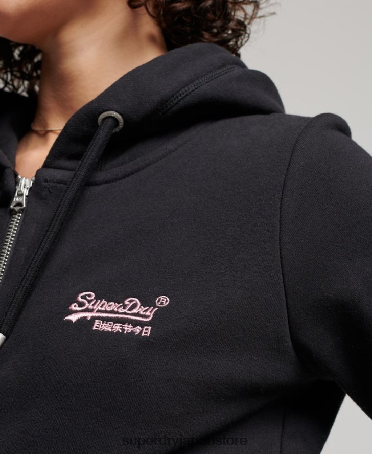 ヴィンテージロゴ刺繍ジップパーカー 女性 Superdry 衣類 黒 2J62PZ3464