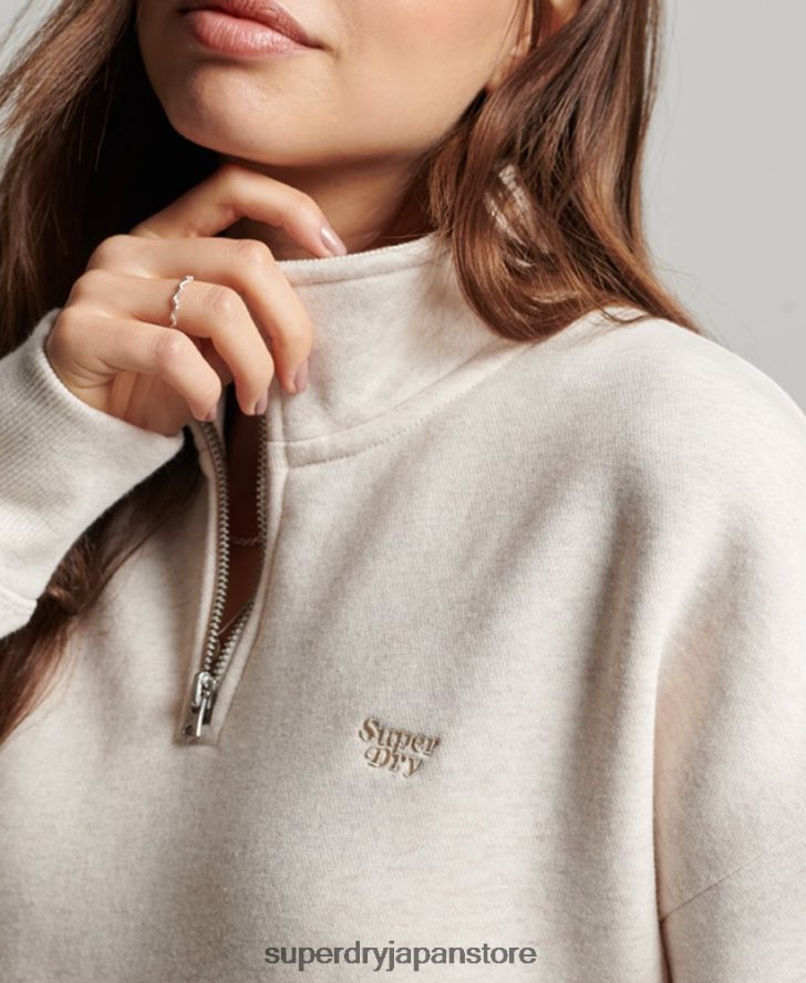 ヴィンテージロゴ刺繍入りヘンリートップ 女性 Superdry 衣類 クリーム 2J62PZ3465