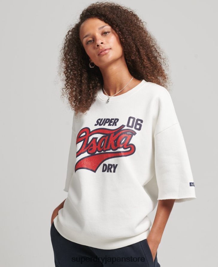 カレッジ半袖クルースウェットシャツ 女性 Superdry 衣類 クリーム 2J62PZ3477