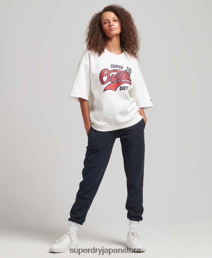 カレッジ半袖クルースウェットシャツ 女性 Superdry 衣類 クリーム 2J62PZ3477
