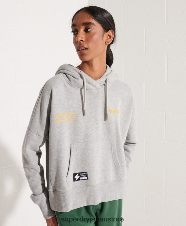 協力ロゴクロップパーカー 女性 Superdry 衣類 グレー 2J62PZ3480