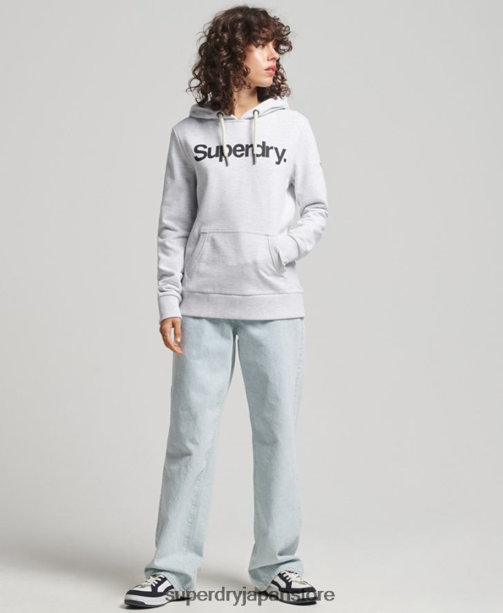 コアロゴ ノンブラッシュパーカー 女性 Superdry 衣類 ライトグレー 2J62PZ3481