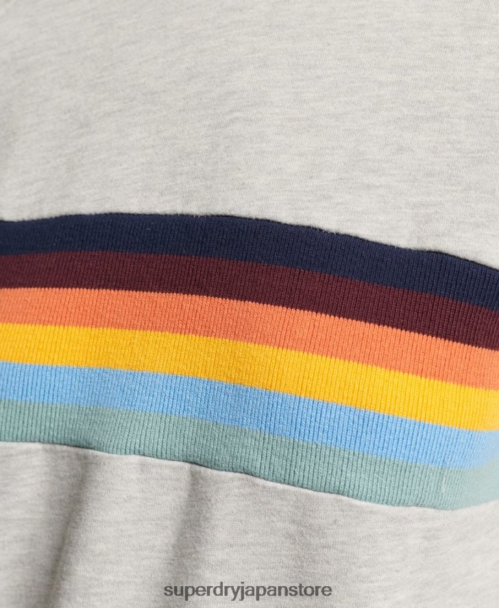 ヴィンテージ カリ ストライプ クロップド クルー スウェットシャツ 女性 Superdry 衣類 ライトグレー 2J62PZ3482