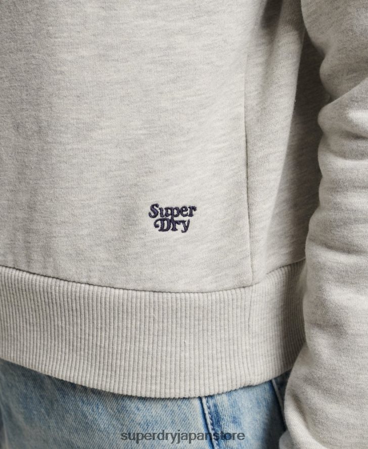 ヴィンテージ カリ ストライプ クロップド クルー スウェットシャツ 女性 Superdry 衣類 ライトグレー 2J62PZ3482