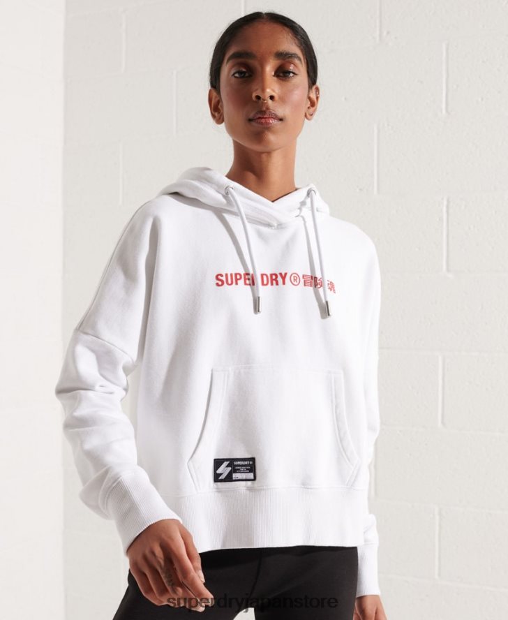 協力ロゴクロップパーカー 女性 Superdry 衣類 白 2J62PZ3483
