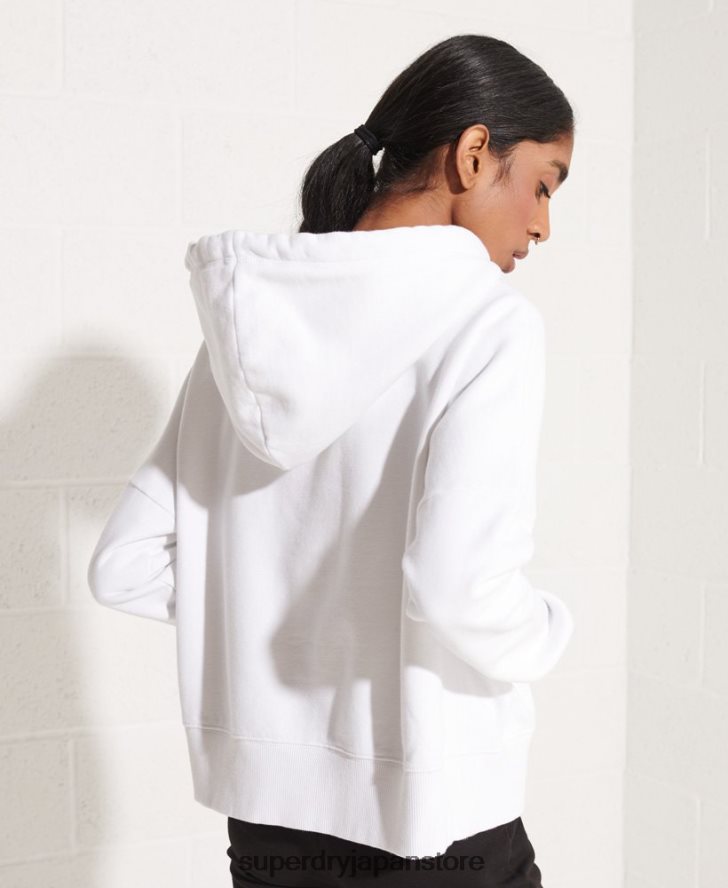 協力ロゴクロップパーカー 女性 Superdry 衣類 白 2J62PZ3483