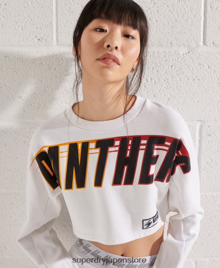 フランチャイズ クロップド バットウィング クルー スウェットシャツ 女性 Superdry 衣類 白 2J62PZ3488