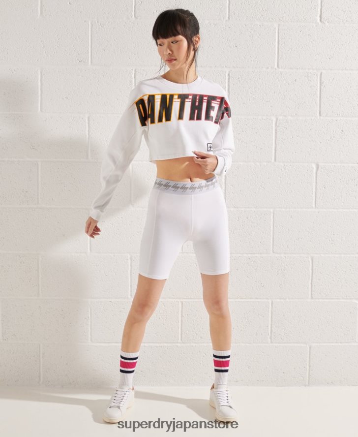 フランチャイズ クロップド バットウィング クルー スウェットシャツ 女性 Superdry 衣類 白 2J62PZ3488