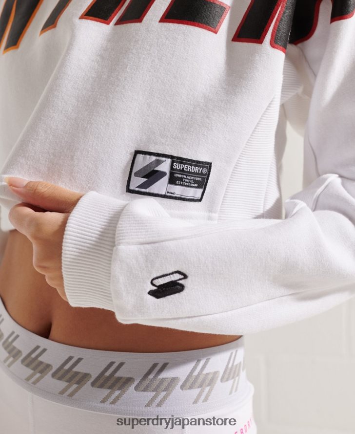 フランチャイズ クロップド バットウィング クルー スウェットシャツ 女性 Superdry 衣類 白 2J62PZ3488
