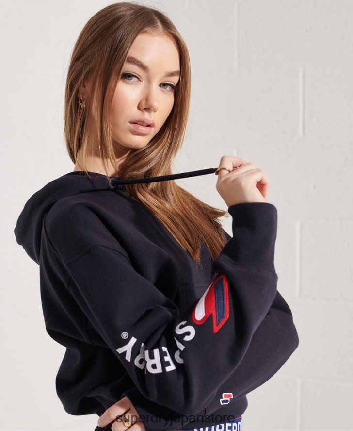 コードグラフィックボクシーパーカー 女性 Superdry 衣類 海軍 2J62PZ3489