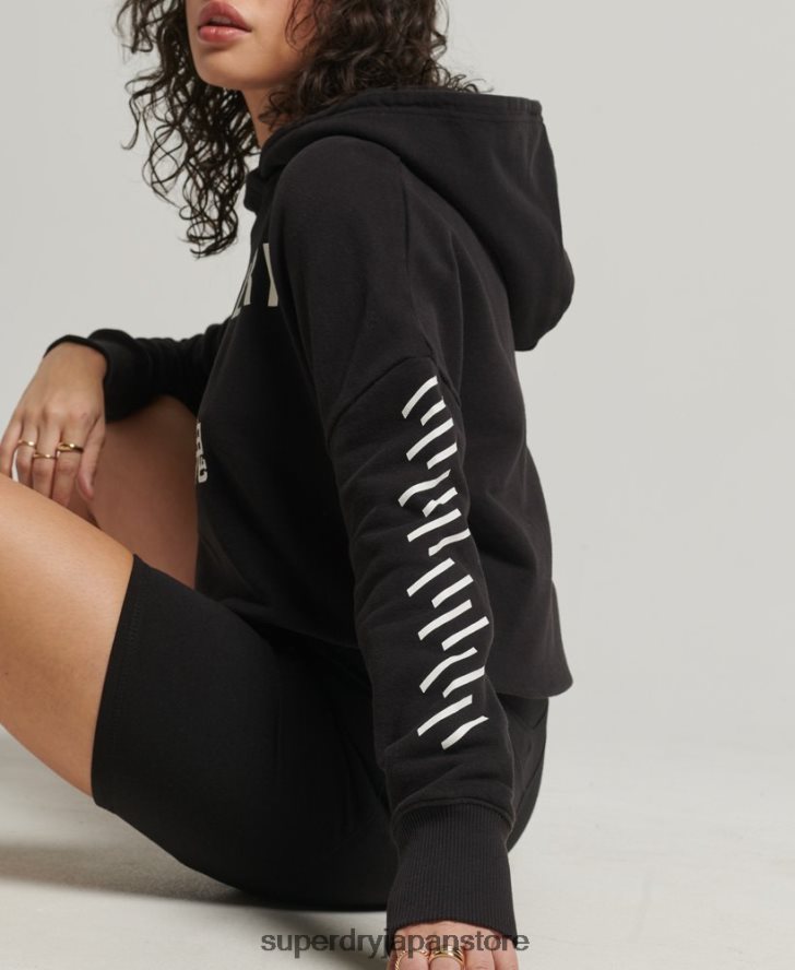 スポーツクロップボックスパーカー 女性 Superdry 衣類 黒 2J62PZ3493