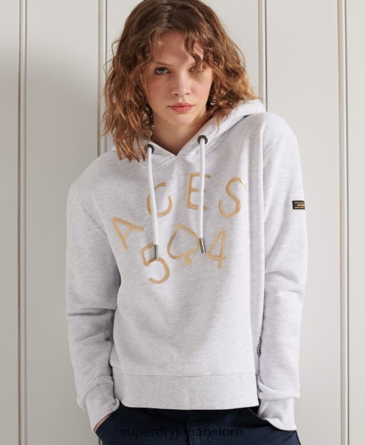 ミリタリーロゴクロップパーカー 女性 Superdry 衣類 ライトグレー 2J62PZ3495