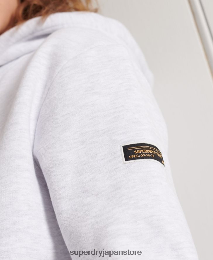 ミリタリーロゴクロップパーカー 女性 Superdry 衣類 ライトグレー 2J62PZ3495